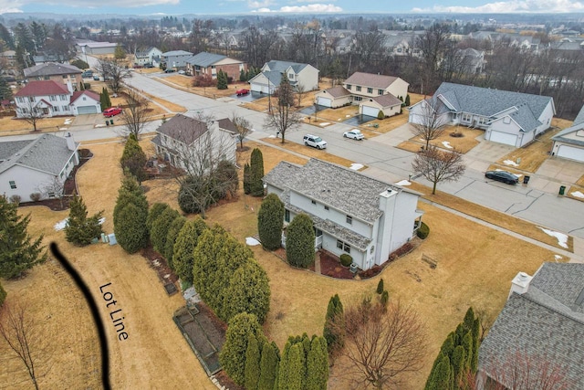 drone / aerial view with a residential view