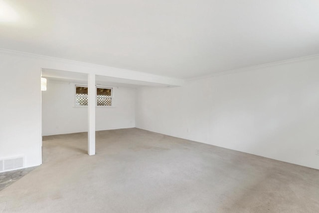 442 Forest Dr, Fontana, WI 53125 - below grade area featuring carpet flooring and ornamental molding