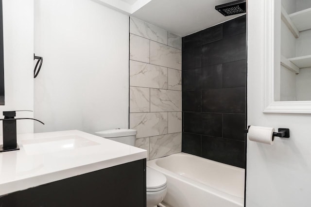 bathroom with toilet, washtub / shower combination, and vanity