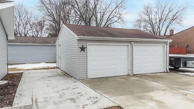 view of detached garage