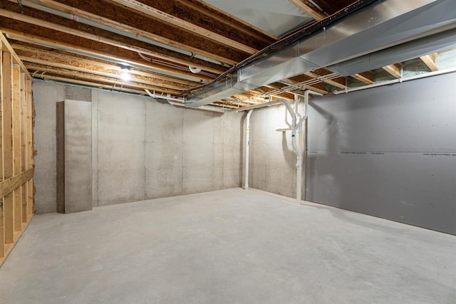 view of unfinished basement