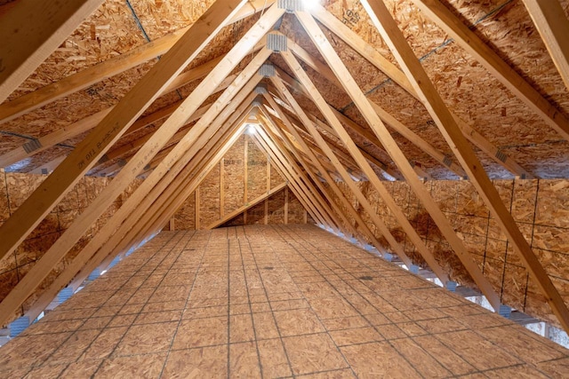 view of unfinished attic