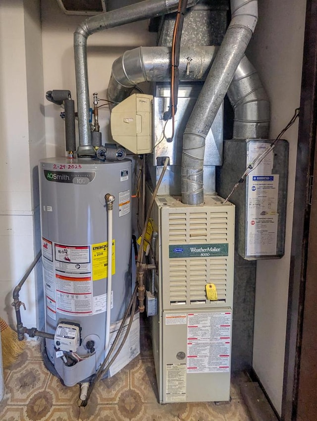 utilities featuring gas water heater