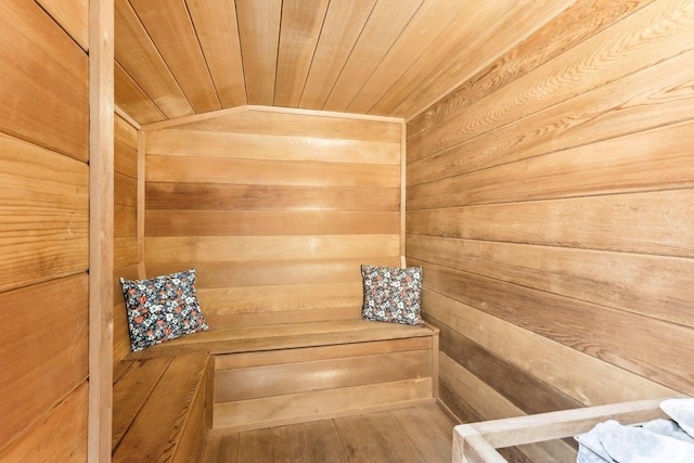 view of sauna / steam room with wood finished floors