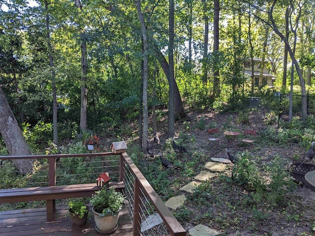 view of yard with a deck