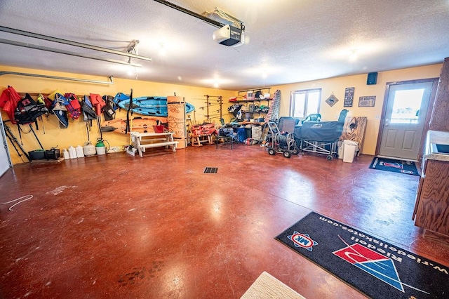 garage with a garage door opener