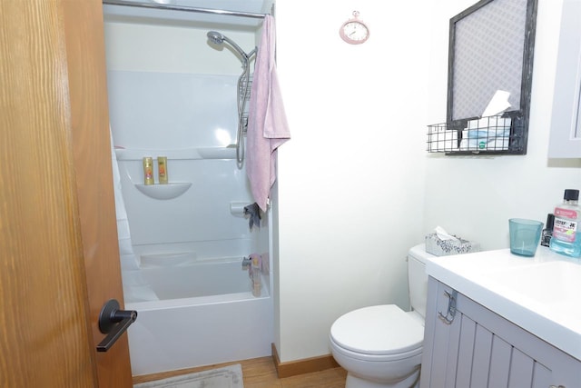 full bathroom with toilet, shower / washtub combination, and vanity