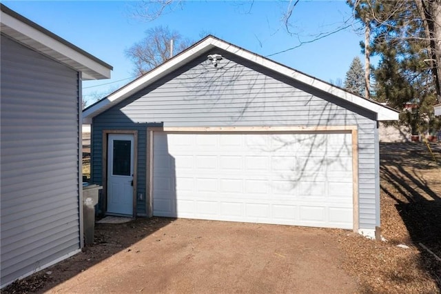 view of detached garage