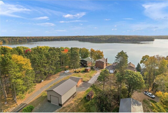 902 Sunrise Beach Dr, Amery, WI 54001 - drone / aerial view featuring a water view and a wooded view