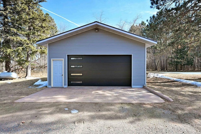 view of detached garage