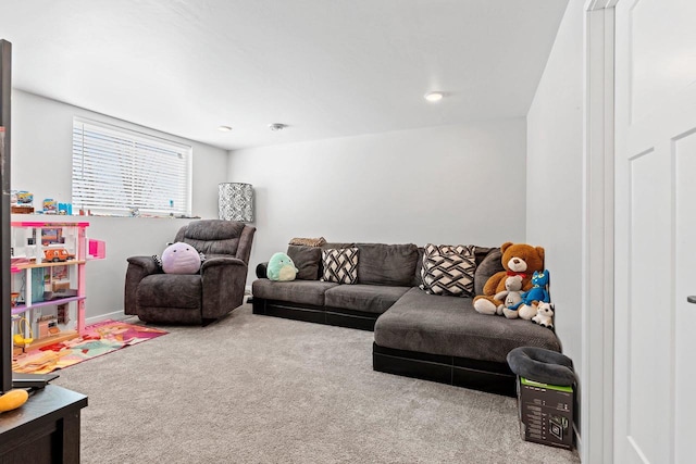 view of carpeted living area