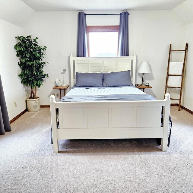 N3820 Fairwood Rd, Reeseville, WI 53579 - bedroom with carpet floors, vaulted ceiling, and baseboards