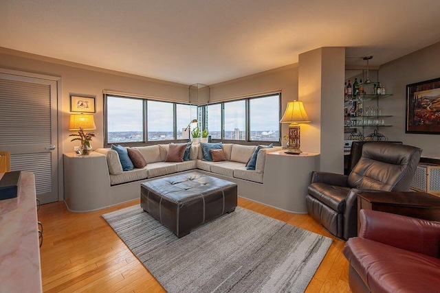 living room with light wood finished floors