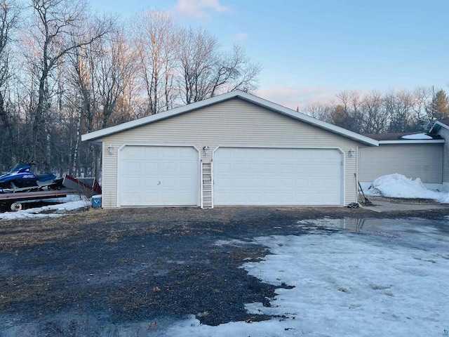 view of detached garage