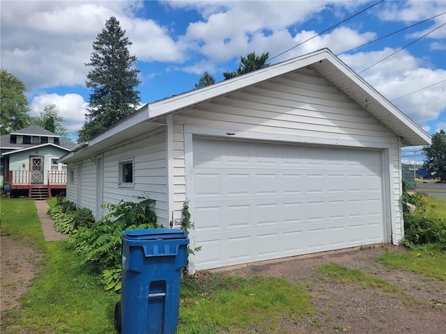 view of detached garage