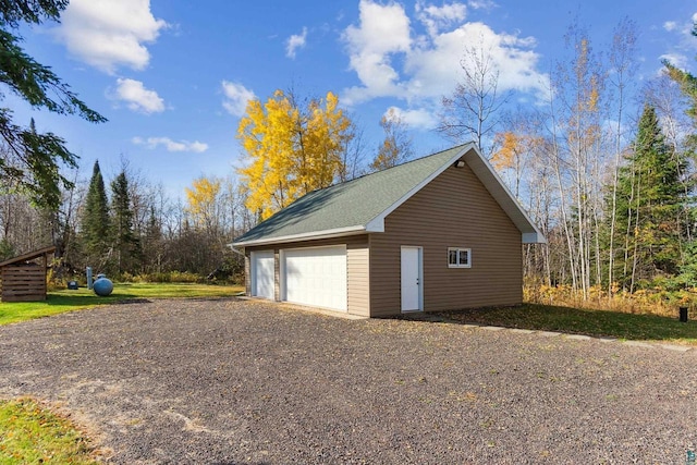 view of detached garage