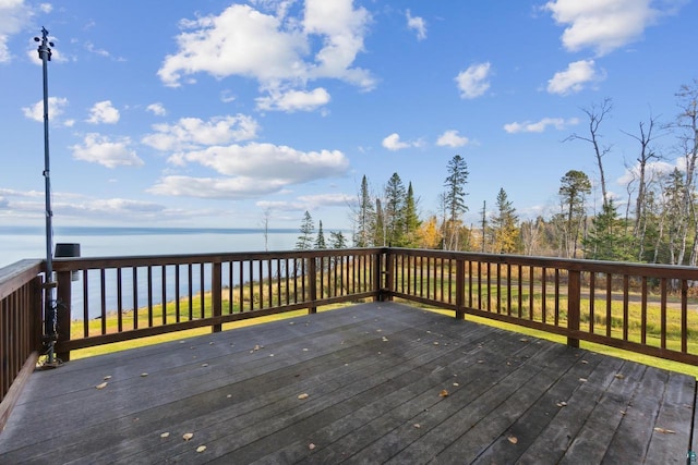 deck with a water view