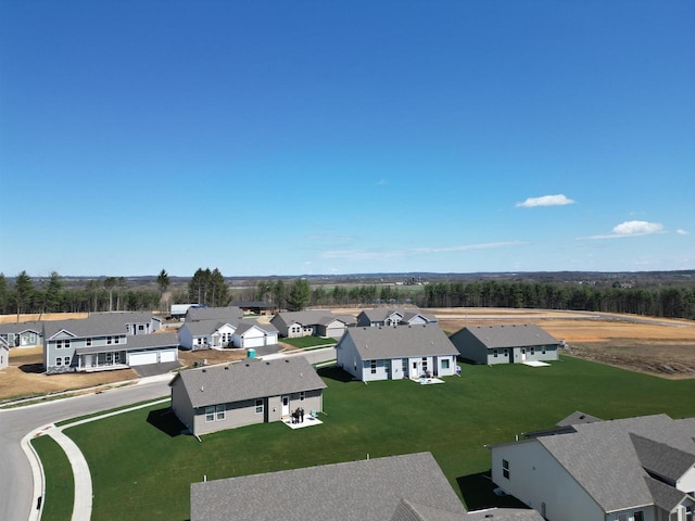 bird's eye view with a residential view