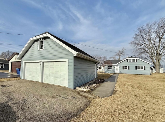 view of detached garage