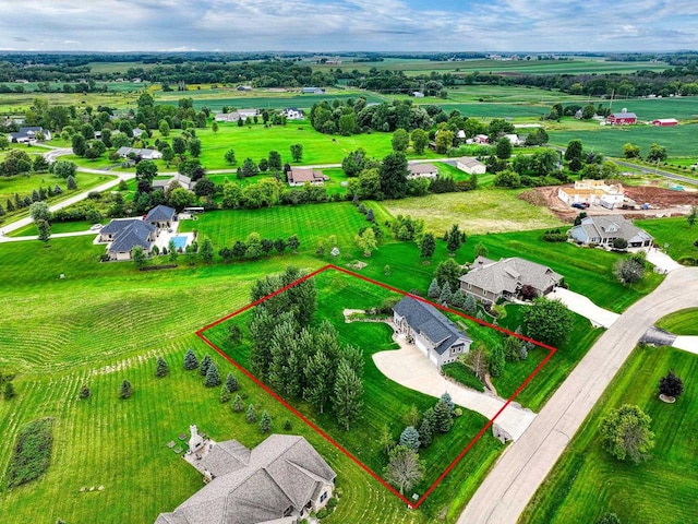 aerial view featuring a rural view