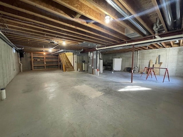 unfinished basement with stairs