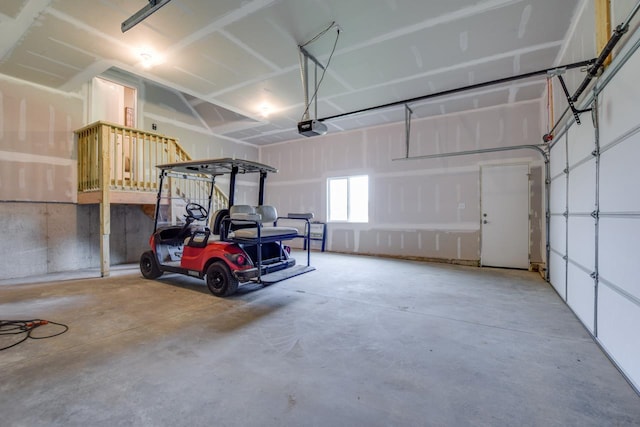 garage with a garage door opener