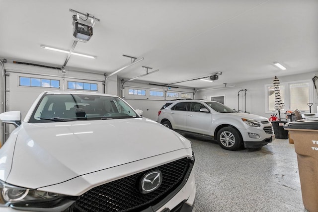 garage with a garage door opener