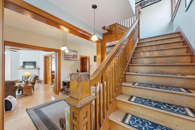 staircase featuring wood finished floors