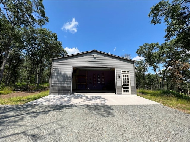 view of detached garage