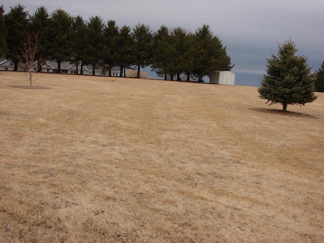 view of yard with an outbuilding and a shed