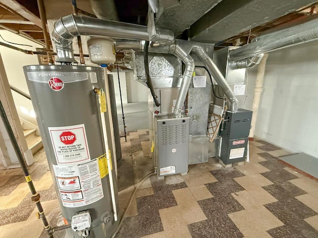 utility room with water heater