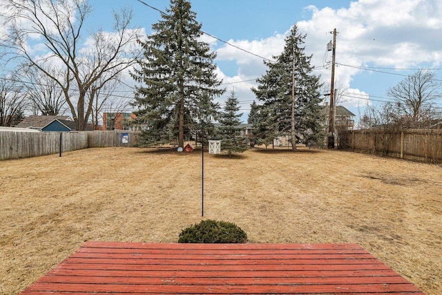 view of yard featuring a fenced backyard