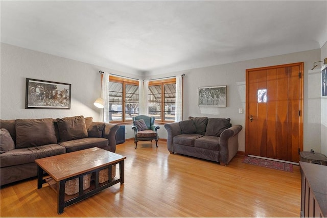 living area featuring light wood-style floors