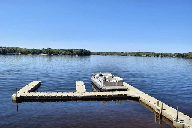 view of dock featuring a water view