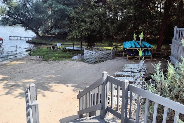 view of yard with a water view