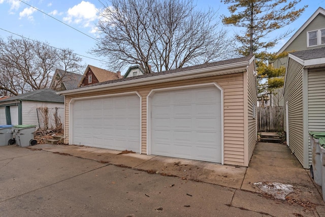 view of detached garage