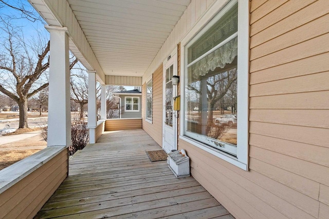 deck featuring a porch