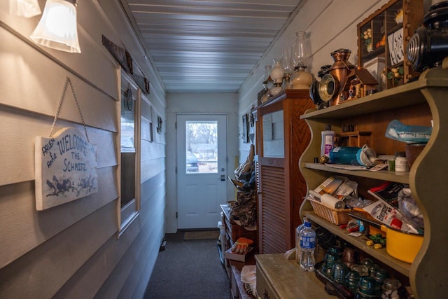 entryway featuring carpet flooring