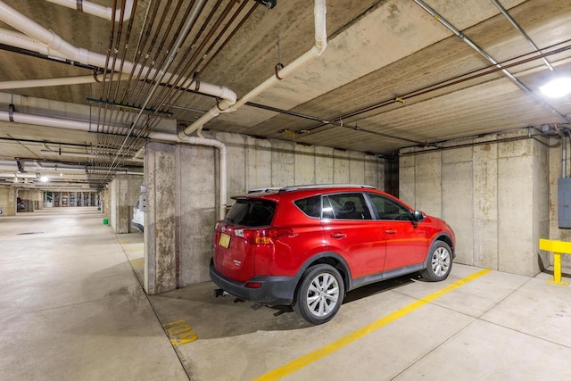 parking deck with electric panel