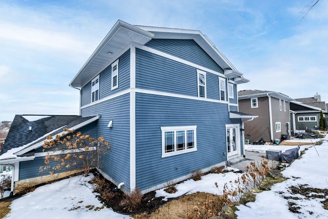 view of snow covered exterior