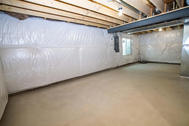 basement with electric panel