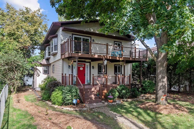 view of front of home featuring covered porch