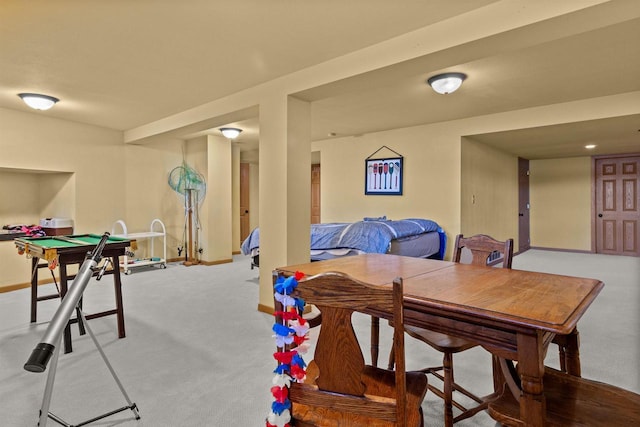 W3084 Blackbird Point Dr, Green Lake, WI 53946 - playroom featuring baseboards, carpet flooring, and billiards table