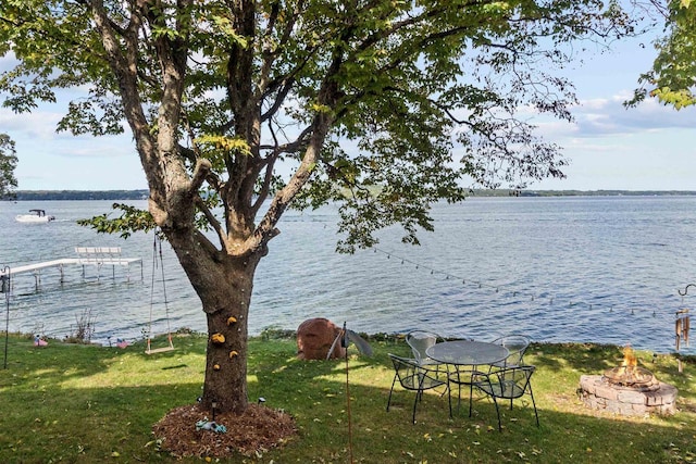 W3084 Blackbird Point Dr, Green Lake, WI 53946 - water view with a fire pit