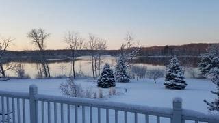 view of yard layered in snow