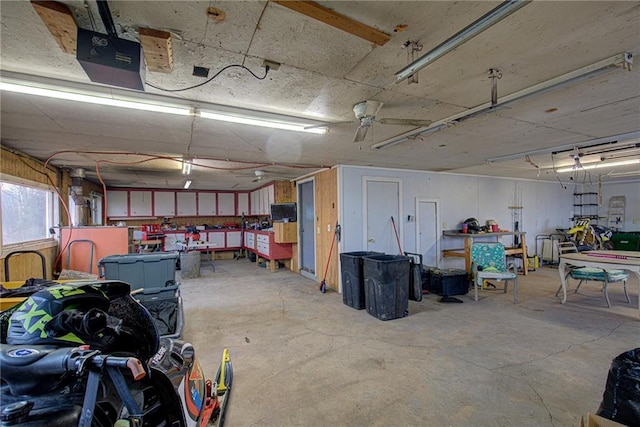 garage featuring a workshop area