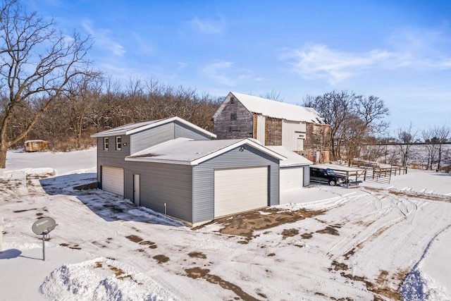 exterior space with a garage