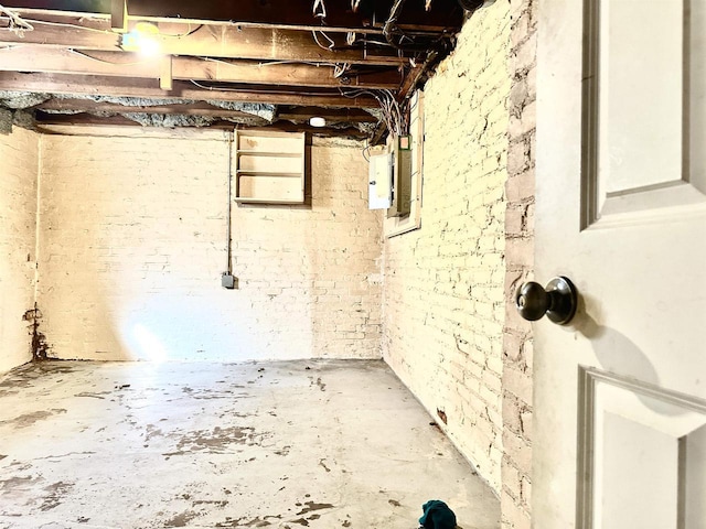 view of unfinished basement