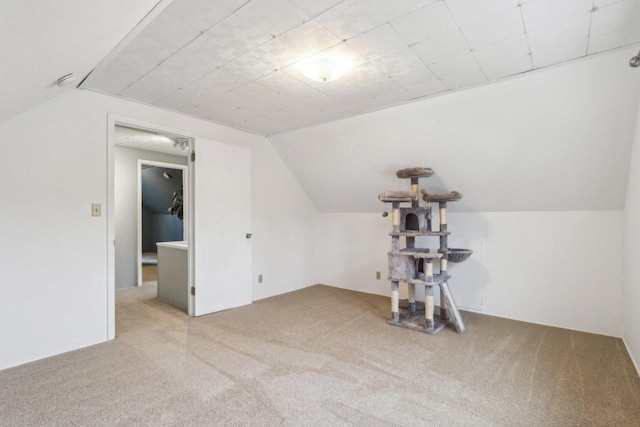 additional living space featuring carpet floors and lofted ceiling