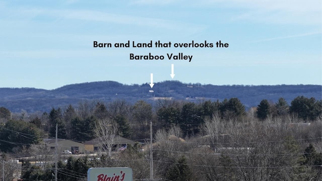 property view of mountains featuring a view of trees